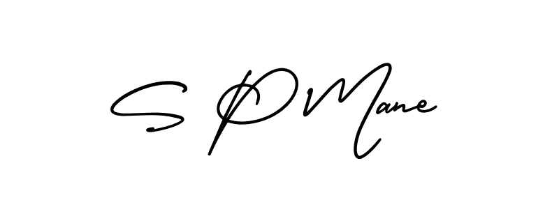 How to make S P Mane name signature. Use AmerikaSignatureDemo-Regular style for creating short signs online. This is the latest handwritten sign. S P Mane signature style 3 images and pictures png