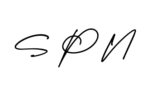 Make a beautiful signature design for name S P N. With this signature (AmerikaSignatureDemo-Regular) style, you can create a handwritten signature for free. S P N signature style 3 images and pictures png