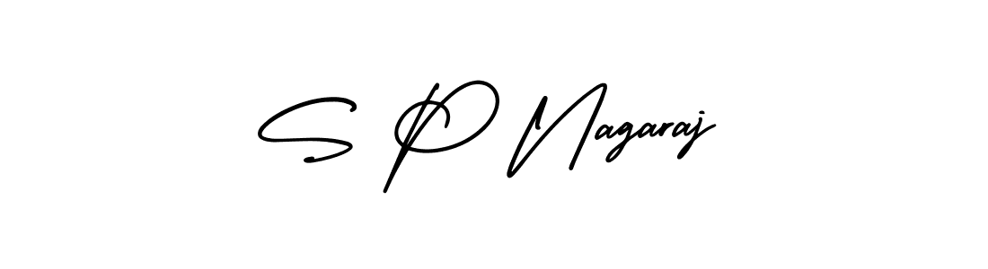 How to make S P Nagaraj name signature. Use AmerikaSignatureDemo-Regular style for creating short signs online. This is the latest handwritten sign. S P Nagaraj signature style 3 images and pictures png