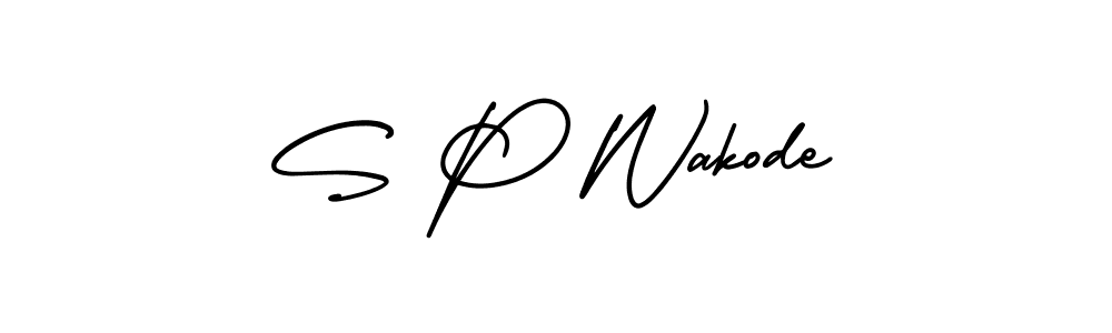 Also You can easily find your signature by using the search form. We will create S P Wakode name handwritten signature images for you free of cost using AmerikaSignatureDemo-Regular sign style. S P Wakode signature style 3 images and pictures png