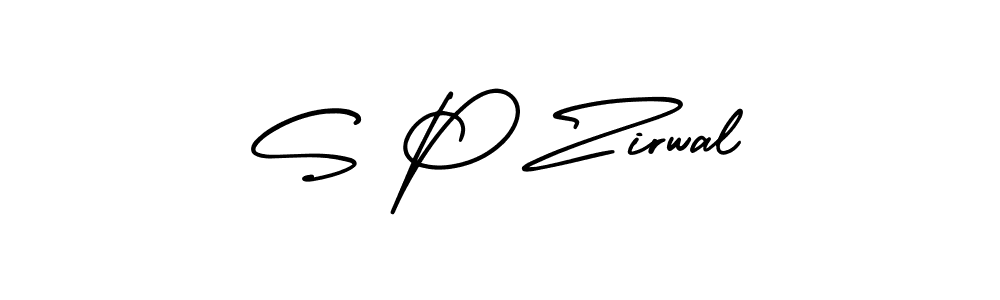 You should practise on your own different ways (AmerikaSignatureDemo-Regular) to write your name (S P Zirwal) in signature. don't let someone else do it for you. S P Zirwal signature style 3 images and pictures png
