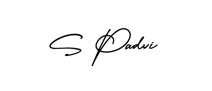 Use a signature maker to create a handwritten signature online. With this signature software, you can design (AmerikaSignatureDemo-Regular) your own signature for name S Padvi. S Padvi signature style 3 images and pictures png