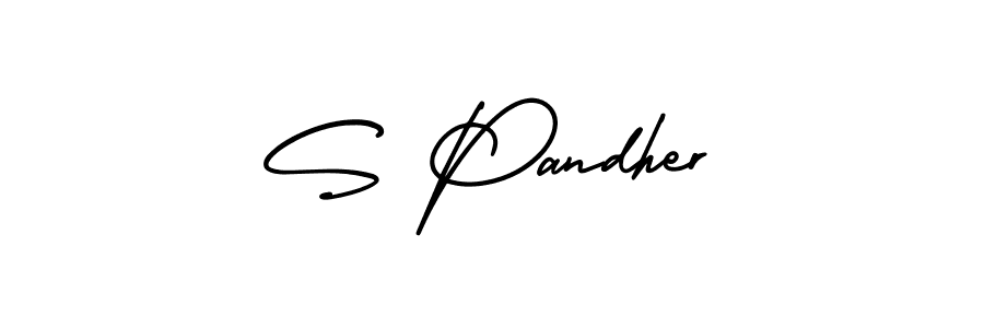This is the best signature style for the S Pandher name. Also you like these signature font (AmerikaSignatureDemo-Regular). Mix name signature. S Pandher signature style 3 images and pictures png