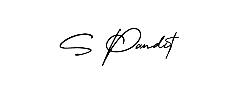 The best way (AmerikaSignatureDemo-Regular) to make a short signature is to pick only two or three words in your name. The name S Pandit include a total of six letters. For converting this name. S Pandit signature style 3 images and pictures png