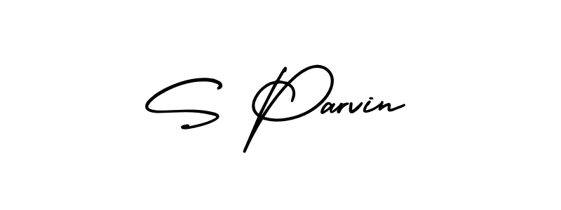 Design your own signature with our free online signature maker. With this signature software, you can create a handwritten (AmerikaSignatureDemo-Regular) signature for name S Parvin. S Parvin signature style 3 images and pictures png