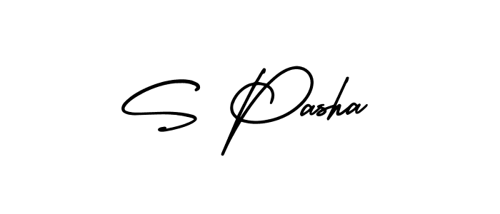 Design your own signature with our free online signature maker. With this signature software, you can create a handwritten (AmerikaSignatureDemo-Regular) signature for name S Pasha. S Pasha signature style 3 images and pictures png