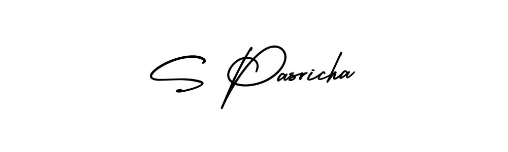 You should practise on your own different ways (AmerikaSignatureDemo-Regular) to write your name (S Pasricha) in signature. don't let someone else do it for you. S Pasricha signature style 3 images and pictures png