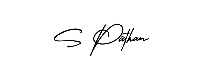The best way (AmerikaSignatureDemo-Regular) to make a short signature is to pick only two or three words in your name. The name S Pathan include a total of six letters. For converting this name. S Pathan signature style 3 images and pictures png
