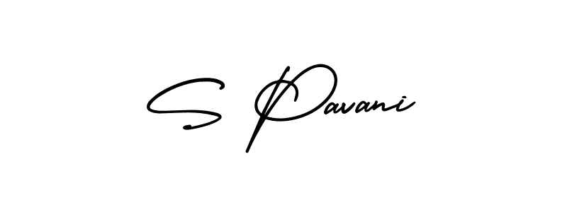 The best way (AmerikaSignatureDemo-Regular) to make a short signature is to pick only two or three words in your name. The name S Pavani include a total of six letters. For converting this name. S Pavani signature style 3 images and pictures png