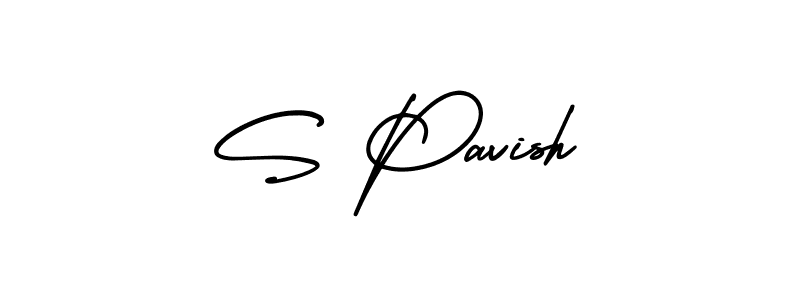 How to make S Pavish name signature. Use AmerikaSignatureDemo-Regular style for creating short signs online. This is the latest handwritten sign. S Pavish signature style 3 images and pictures png