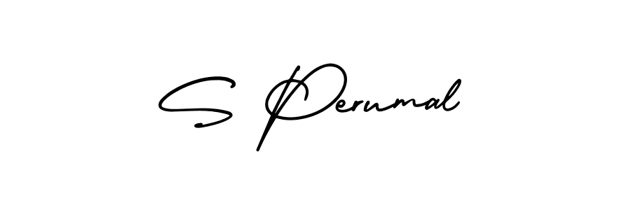 Use a signature maker to create a handwritten signature online. With this signature software, you can design (AmerikaSignatureDemo-Regular) your own signature for name S Perumal. S Perumal signature style 3 images and pictures png