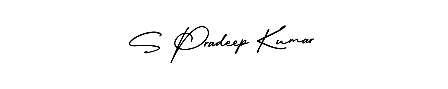 You should practise on your own different ways (AmerikaSignatureDemo-Regular) to write your name (S Pradeep Kumar) in signature. don't let someone else do it for you. S Pradeep Kumar signature style 3 images and pictures png