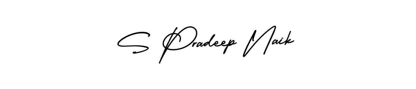 You should practise on your own different ways (AmerikaSignatureDemo-Regular) to write your name (S Pradeep Naik) in signature. don't let someone else do it for you. S Pradeep Naik signature style 3 images and pictures png