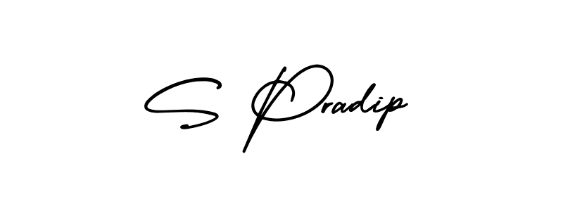 You should practise on your own different ways (AmerikaSignatureDemo-Regular) to write your name (S Pradip) in signature. don't let someone else do it for you. S Pradip signature style 3 images and pictures png