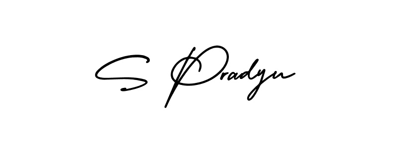 The best way (AmerikaSignatureDemo-Regular) to make a short signature is to pick only two or three words in your name. The name S Pradyu include a total of six letters. For converting this name. S Pradyu signature style 3 images and pictures png