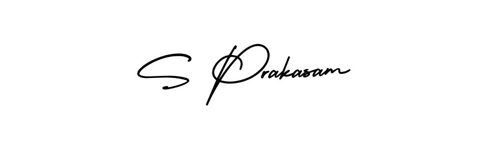 You should practise on your own different ways (AmerikaSignatureDemo-Regular) to write your name (S Prakasam) in signature. don't let someone else do it for you. S Prakasam signature style 3 images and pictures png