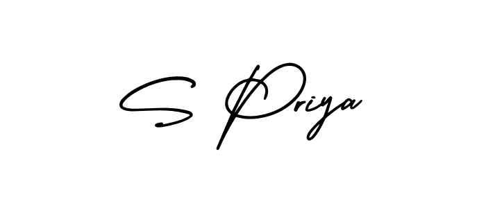 Use a signature maker to create a handwritten signature online. With this signature software, you can design (AmerikaSignatureDemo-Regular) your own signature for name S Priya. S Priya signature style 3 images and pictures png