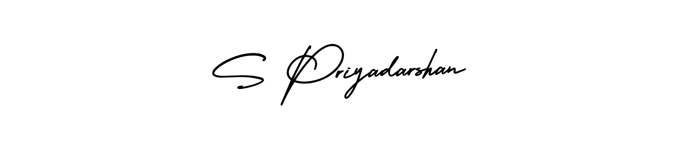 The best way (AmerikaSignatureDemo-Regular) to make a short signature is to pick only two or three words in your name. The name S Priyadarshan include a total of six letters. For converting this name. S Priyadarshan signature style 3 images and pictures png