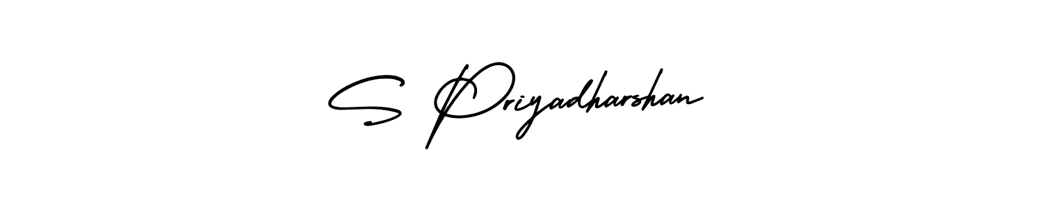 This is the best signature style for the S Priyadharshan name. Also you like these signature font (AmerikaSignatureDemo-Regular). Mix name signature. S Priyadharshan signature style 3 images and pictures png
