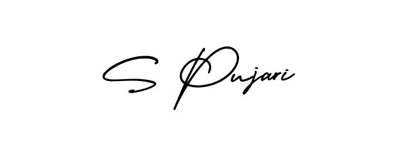 The best way (AmerikaSignatureDemo-Regular) to make a short signature is to pick only two or three words in your name. The name S Pujari include a total of six letters. For converting this name. S Pujari signature style 3 images and pictures png