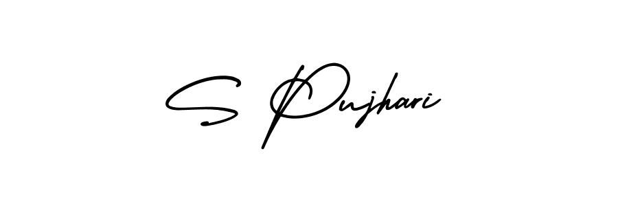 Use a signature maker to create a handwritten signature online. With this signature software, you can design (AmerikaSignatureDemo-Regular) your own signature for name S Pujhari. S Pujhari signature style 3 images and pictures png