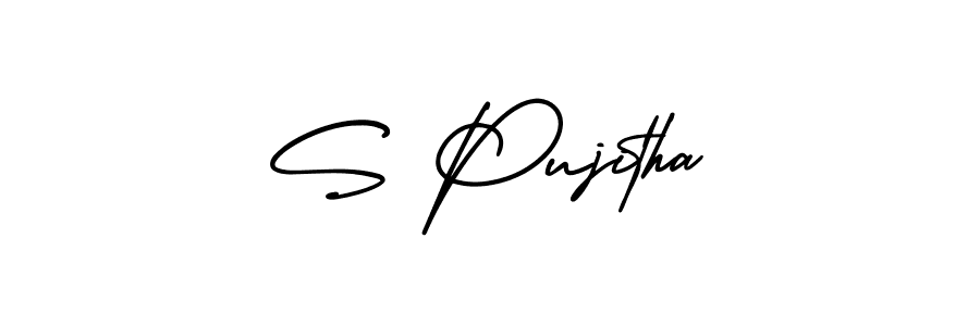 Similarly AmerikaSignatureDemo-Regular is the best handwritten signature design. Signature creator online .You can use it as an online autograph creator for name S Pujitha. S Pujitha signature style 3 images and pictures png