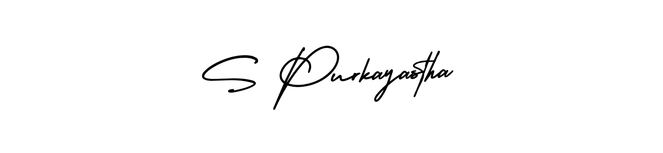 You should practise on your own different ways (AmerikaSignatureDemo-Regular) to write your name (S Purkayastha) in signature. don't let someone else do it for you. S Purkayastha signature style 3 images and pictures png