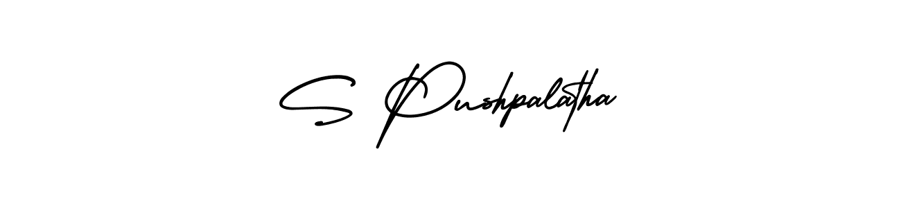 You should practise on your own different ways (AmerikaSignatureDemo-Regular) to write your name (S Pushpalatha) in signature. don't let someone else do it for you. S Pushpalatha signature style 3 images and pictures png