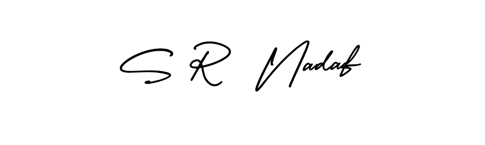 How to make S R  Nadaf name signature. Use AmerikaSignatureDemo-Regular style for creating short signs online. This is the latest handwritten sign. S R  Nadaf signature style 3 images and pictures png