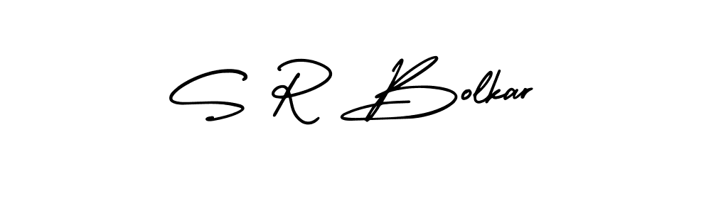 How to make S R Bolkar name signature. Use AmerikaSignatureDemo-Regular style for creating short signs online. This is the latest handwritten sign. S R Bolkar signature style 3 images and pictures png
