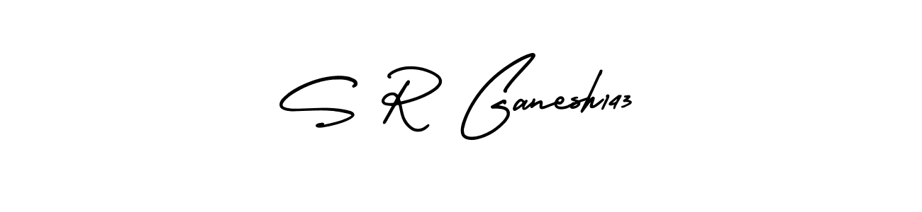 if you are searching for the best signature style for your name S R Ganesh143. so please give up your signature search. here we have designed multiple signature styles  using AmerikaSignatureDemo-Regular. S R Ganesh143 signature style 3 images and pictures png