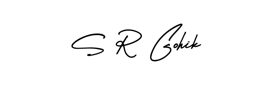 Use a signature maker to create a handwritten signature online. With this signature software, you can design (AmerikaSignatureDemo-Regular) your own signature for name S R Gohik. S R Gohik signature style 3 images and pictures png