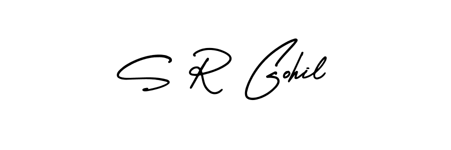 Also You can easily find your signature by using the search form. We will create S R Gohil name handwritten signature images for you free of cost using AmerikaSignatureDemo-Regular sign style. S R Gohil signature style 3 images and pictures png