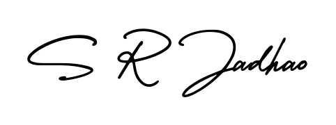 Get inspired by this graceful AmerikaSignatureDemo-Regular signature style for name S R Jadhao. Smooth loops and balanced proportions for everyday use. S R Jadhao signature style 3 images and pictures png