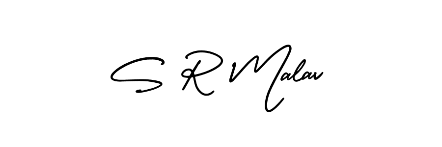 Create a beautiful signature design for name S R Malav. With this signature (AmerikaSignatureDemo-Regular) fonts, you can make a handwritten signature for free. S R Malav signature style 3 images and pictures png