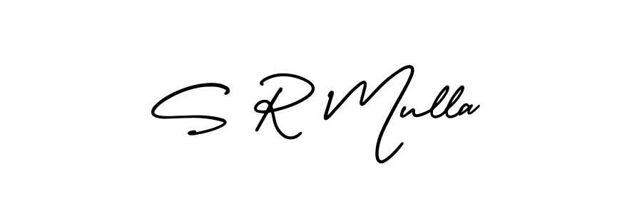 You should practise on your own different ways (AmerikaSignatureDemo-Regular) to write your name (S R Mulla) in signature. don't let someone else do it for you. S R Mulla signature style 3 images and pictures png