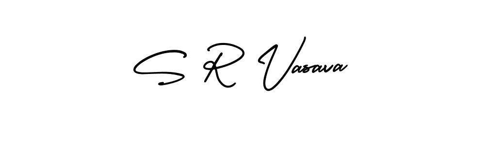 How to make S R Vasava name signature. Use AmerikaSignatureDemo-Regular style for creating short signs online. This is the latest handwritten sign. S R Vasava signature style 3 images and pictures png