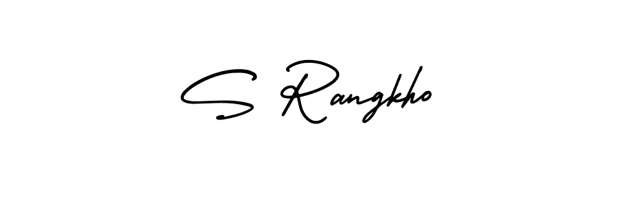 Use a signature maker to create a handwritten signature online. With this signature software, you can design (AmerikaSignatureDemo-Regular) your own signature for name S Rangkho. S Rangkho signature style 3 images and pictures png