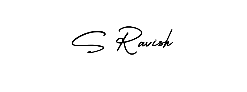 How to make S Ravish name signature. Use AmerikaSignatureDemo-Regular style for creating short signs online. This is the latest handwritten sign. S Ravish signature style 3 images and pictures png