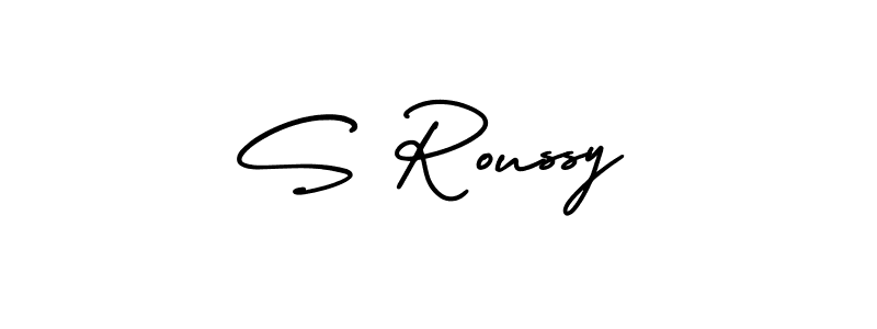 This is the best signature style for the S Roussy name. Also you like these signature font (AmerikaSignatureDemo-Regular). Mix name signature. S Roussy signature style 3 images and pictures png