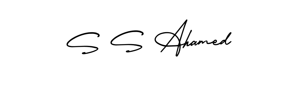 How to make S S Ahamed name signature. Use AmerikaSignatureDemo-Regular style for creating short signs online. This is the latest handwritten sign. S S Ahamed signature style 3 images and pictures png