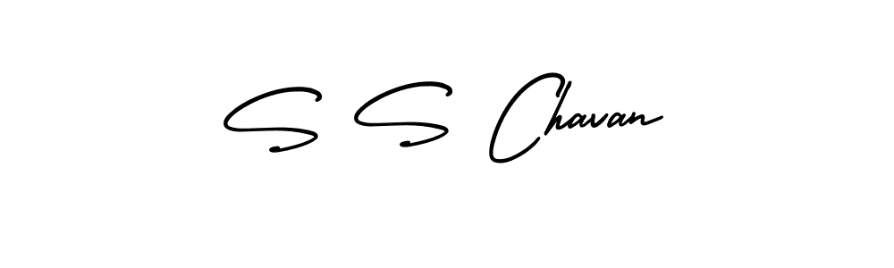 You should practise on your own different ways (AmerikaSignatureDemo-Regular) to write your name (S S Chavan) in signature. don't let someone else do it for you. S S Chavan signature style 3 images and pictures png