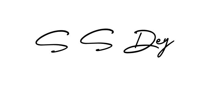 How to make S S Dey name signature. Use AmerikaSignatureDemo-Regular style for creating short signs online. This is the latest handwritten sign. S S Dey signature style 3 images and pictures png
