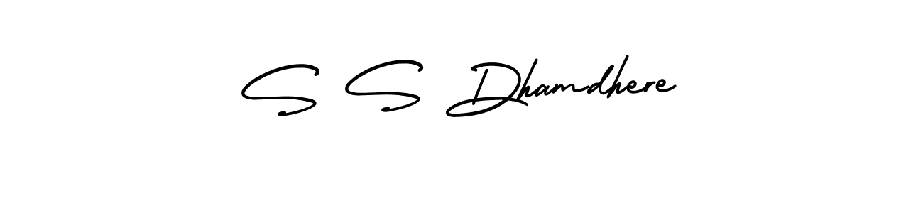 Similarly AmerikaSignatureDemo-Regular is the best handwritten signature design. Signature creator online .You can use it as an online autograph creator for name S S Dhamdhere. S S Dhamdhere signature style 3 images and pictures png