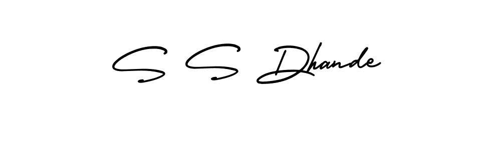 The best way (AmerikaSignatureDemo-Regular) to make a short signature is to pick only two or three words in your name. The name S S Dhande include a total of six letters. For converting this name. S S Dhande signature style 3 images and pictures png