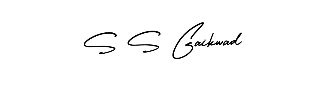 You should practise on your own different ways (AmerikaSignatureDemo-Regular) to write your name (S S Gaikwad) in signature. don't let someone else do it for you. S S Gaikwad signature style 3 images and pictures png