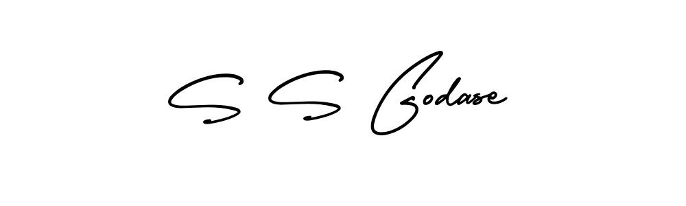 The best way (AmerikaSignatureDemo-Regular) to make a short signature is to pick only two or three words in your name. The name S S Godase include a total of six letters. For converting this name. S S Godase signature style 3 images and pictures png