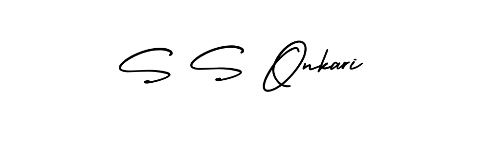 Use a signature maker to create a handwritten signature online. With this signature software, you can design (AmerikaSignatureDemo-Regular) your own signature for name S S Onkari. S S Onkari signature style 3 images and pictures png