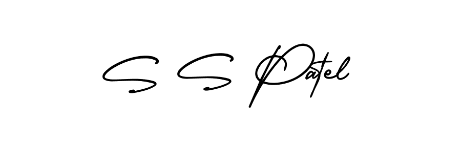 You should practise on your own different ways (AmerikaSignatureDemo-Regular) to write your name (S S Patel) in signature. don't let someone else do it for you. S S Patel signature style 3 images and pictures png