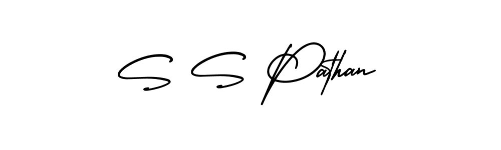 Create a beautiful signature design for name S S Pathan. With this signature (AmerikaSignatureDemo-Regular) fonts, you can make a handwritten signature for free. S S Pathan signature style 3 images and pictures png